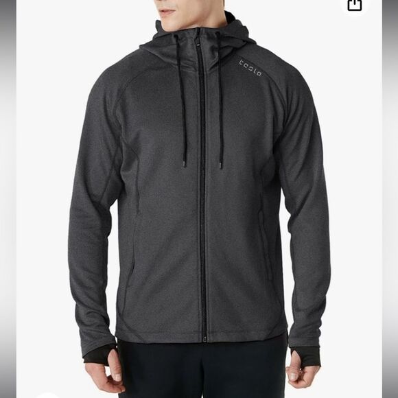 Tesla TSLA Full Zip Up Hoodie Performance Lightweight Workout Running Track Sm - Picture 1 of 6